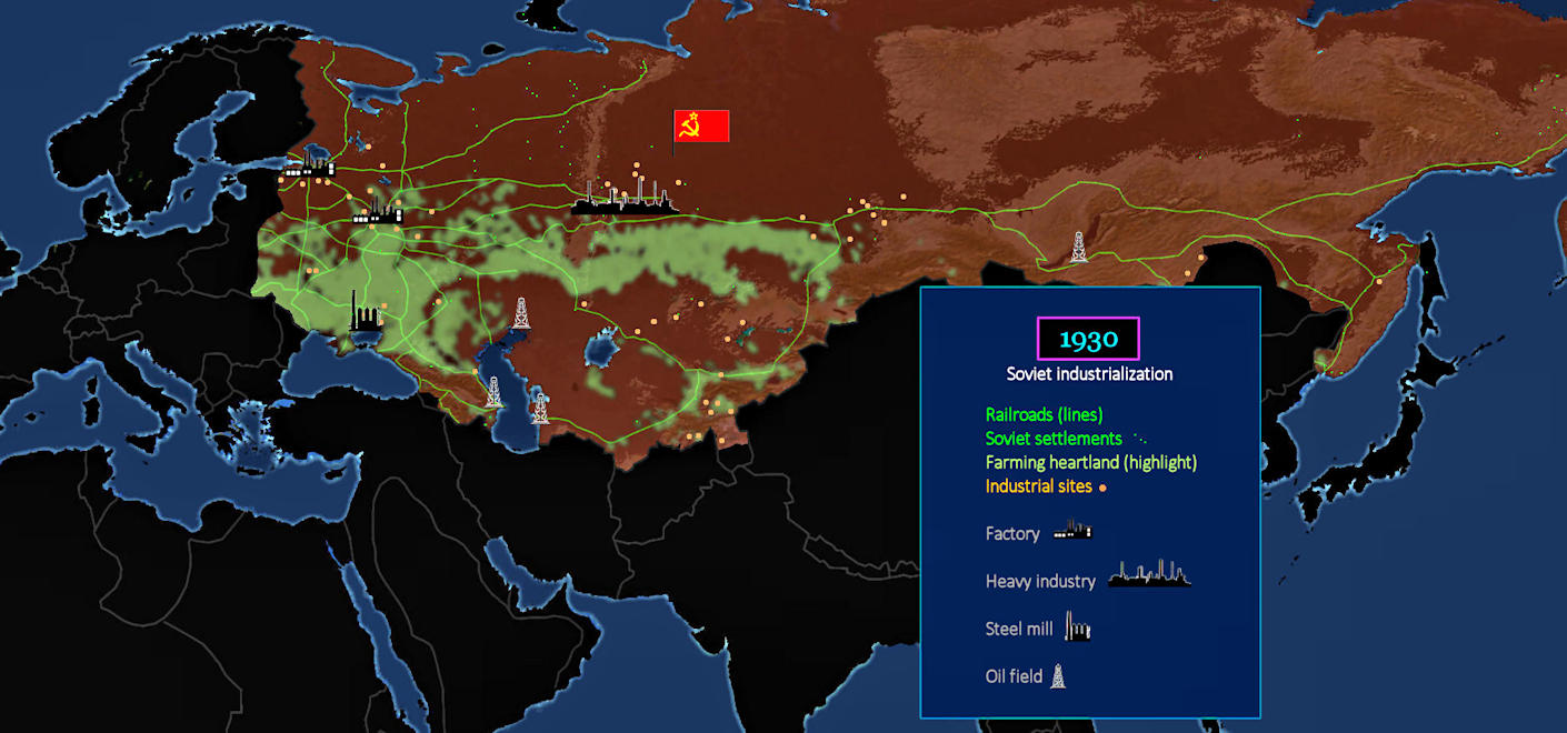 Soviet forced industrialization, 1930 map